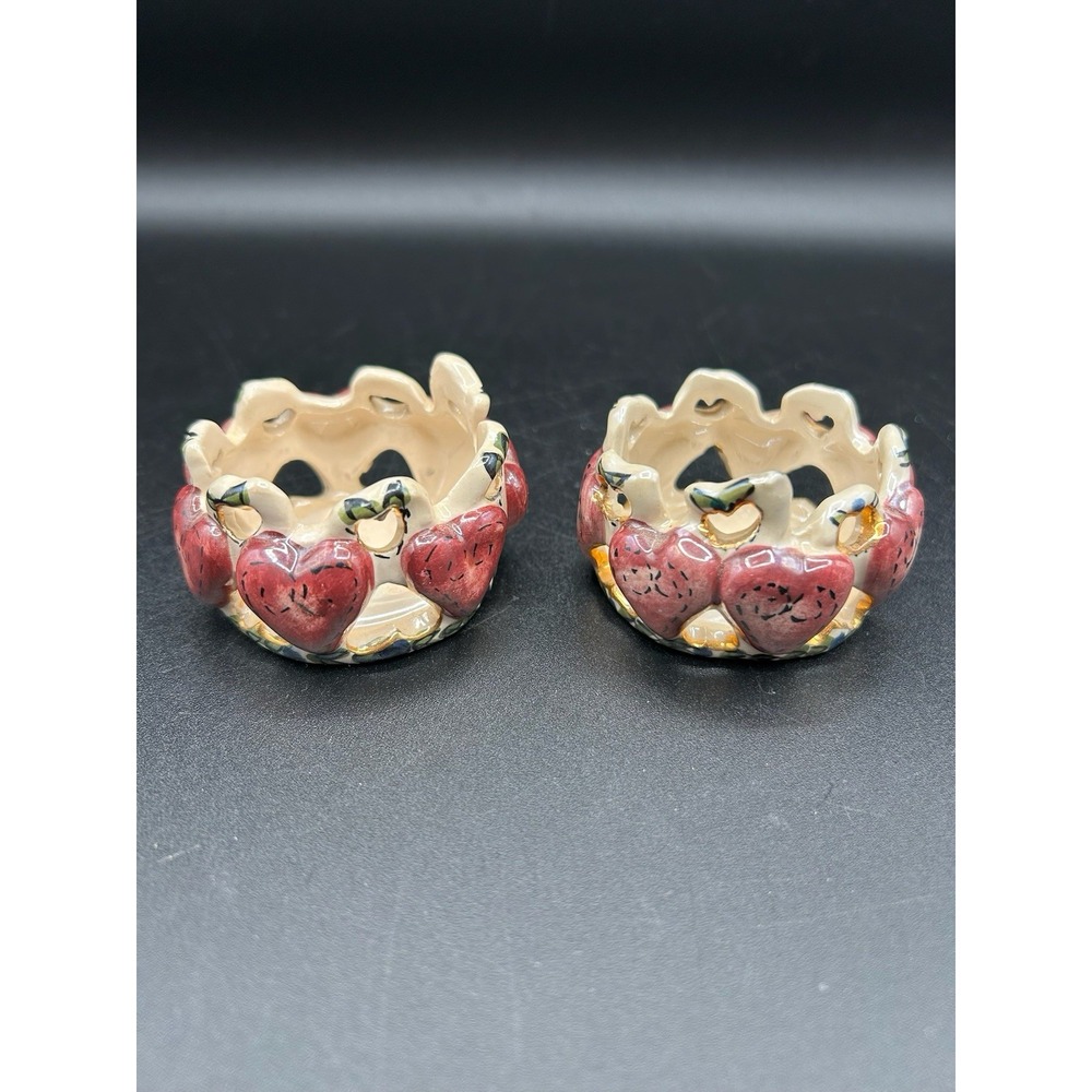Vintage Clay Works Heather Goldminc Heart  Ceramic Candle Holder